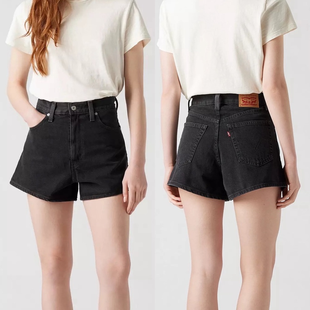 NWT Levi’s High Waisted Mom Shorts Black Denim Size 30 Vintage Style Relaxed Fit